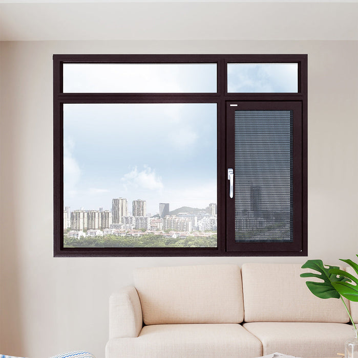 Modern  Thermal Break Home Doors System Casement Windows with Mosquito Net Double  Glass Gray Aluminium Window