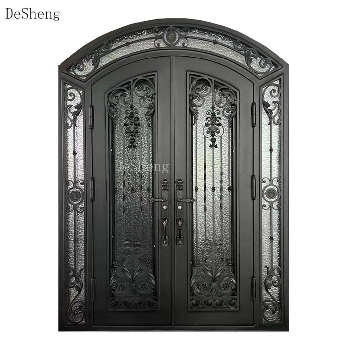 Custom Stainless Steel Wrought Iron Door Entry Door Decorative Iron Grill Design Exterior Front Door for House