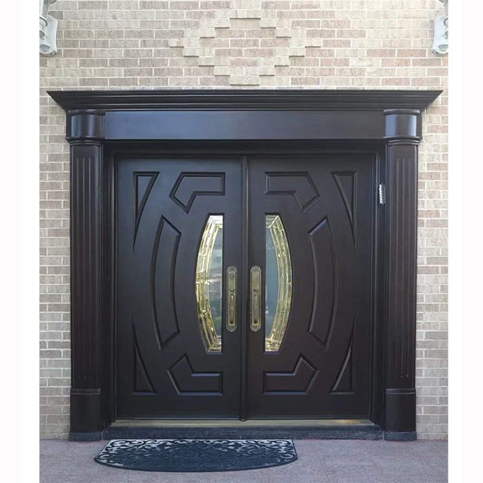 American Wooden Entrance Style Models Mahogany Double Solid Wood Main Entrance Exterior Entry Front Doors