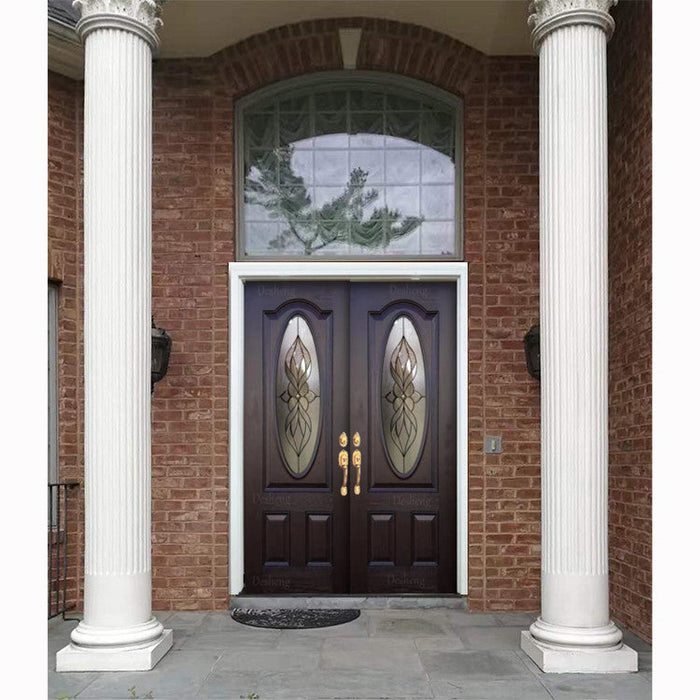 Front Double Prehung American Exterior Double Solid Door For House 96x72 Mahogany Glass Exterior Wooden Doors