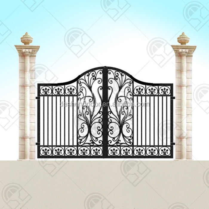 Foshan Guangdong Factory Direct Sale Matte Black Color Bouquet Design Archy Top Villa Patio Garden Gate