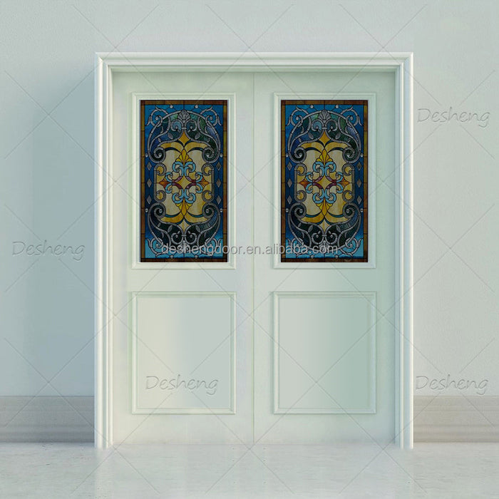 European American Church Door White Color Wooden Glass Interior Door for Church