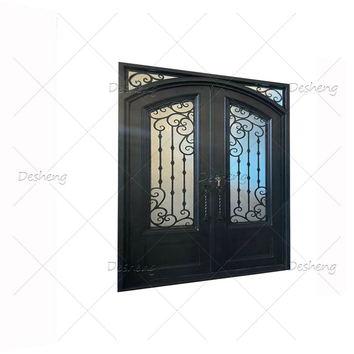 Competitive Good Price Manufacturer Exterior Entry Doors French Wrought Iron Double Door