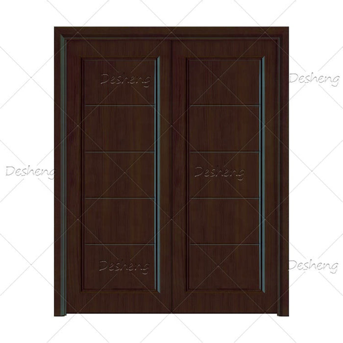European Standard Double Panels Swing Style Villa Front Entry Teak Wood Grain Painting DS9701 Series Door