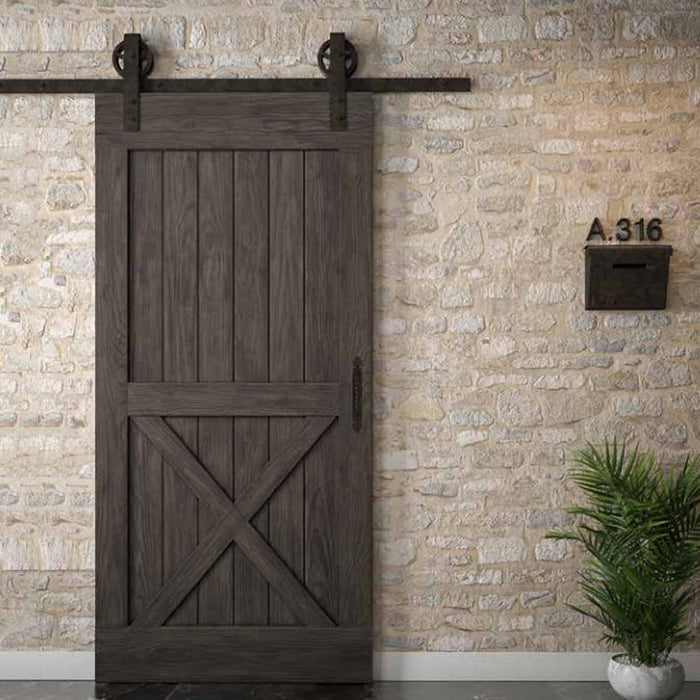 Black Steel Sliding Barn Door Single Teak Wood Door Room Design Slide Barn Door For House And Villa