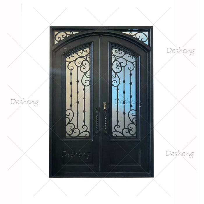 Competitive Good Price Manufacturer Exterior Entry Doors French Wrought Iron Double Door