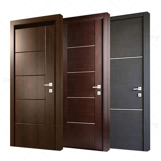 Office Apartment House Cheap Wood Doors Simple Design Interior Wooden Door Decorative Contemporary Swing Modern DESHENG Finished