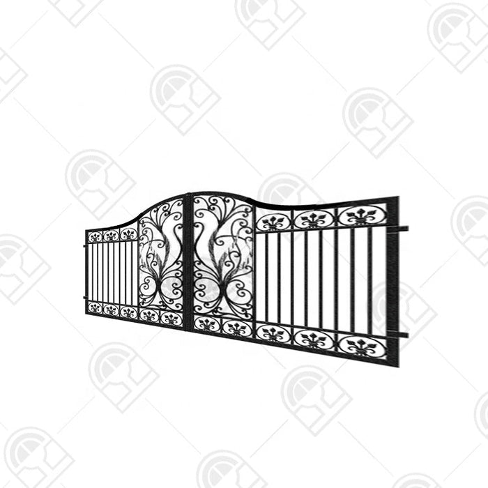 Foshan Guangdong Factory Direct Sale Matte Black Color Bouquet Design Archy Top Villa Patio Garden Gate