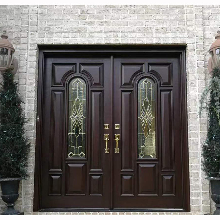 American Wooden Entrance Style Models Mahogany Double Solid Wood Main Entrance Exterior Entry Front Doors
