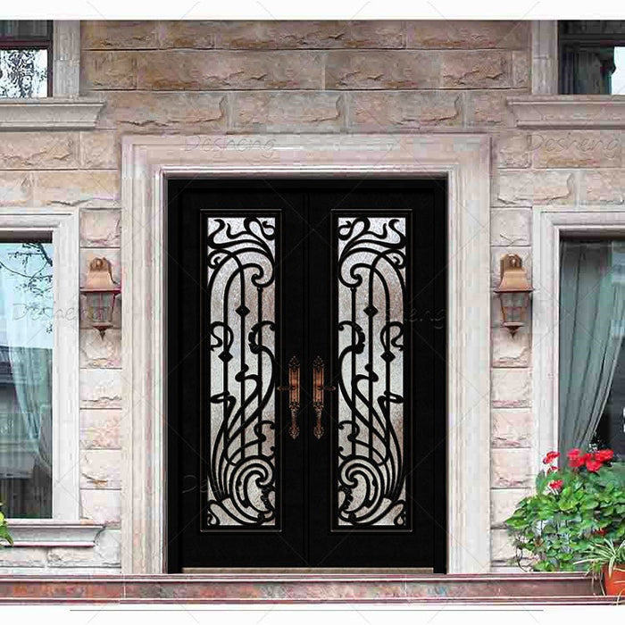 Hot Selling European Standard Entry Double Panels Swing Style House Doors Iron Entrance Door