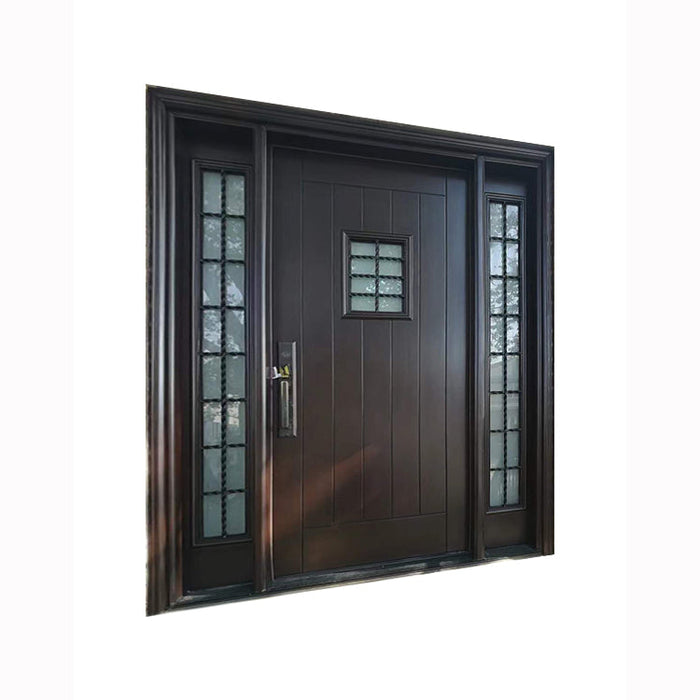 Waterproof Wooden Double Windows Door Tempered Glass Entry Doors Exterior Security Doors For Apartment And House