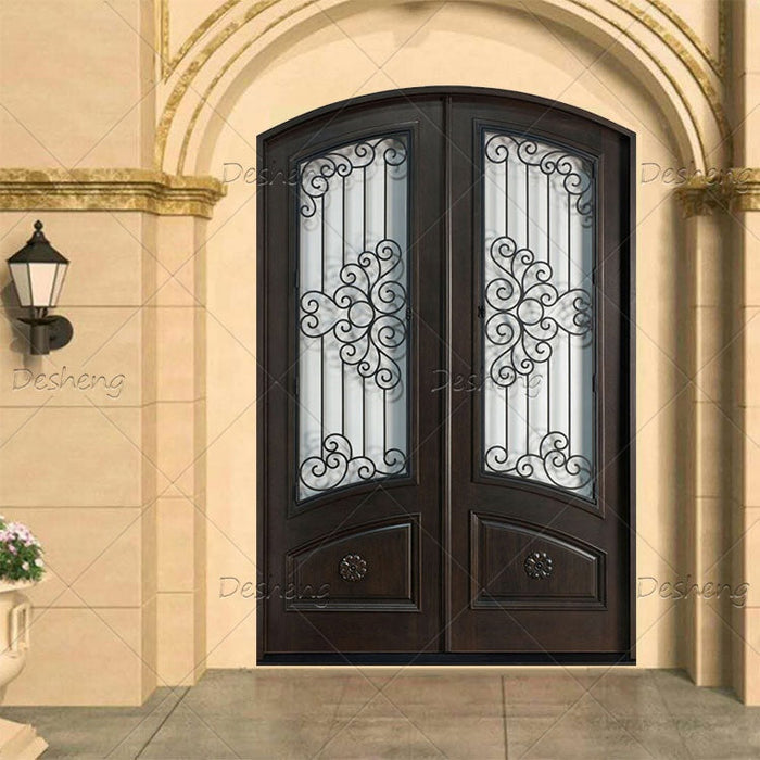 Luxury Font Door Security Gate Iron Grill Window Double Main Security Exterior Wought Iron Villa Door