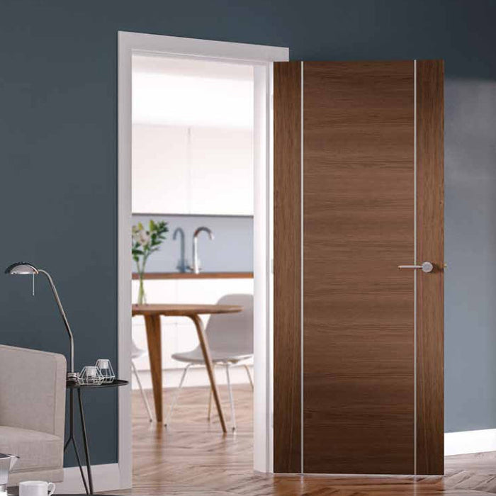 2021 Walnut Veneered Front HDF Door Skins Designs with Luxury Fire Rated Flush Wood