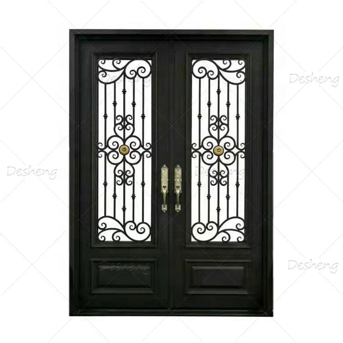 American High Quality Modern Style Front Doors Wrought Iron Entrance Exterior Entry Door