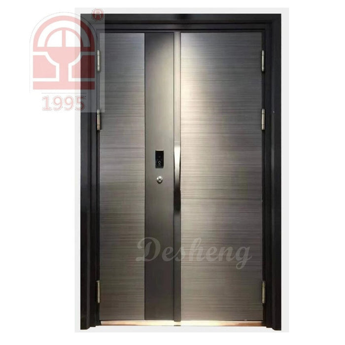 French Exterior Modern Tempered Iron Security Retractable Door Exterior Double Entrance Steel Doors