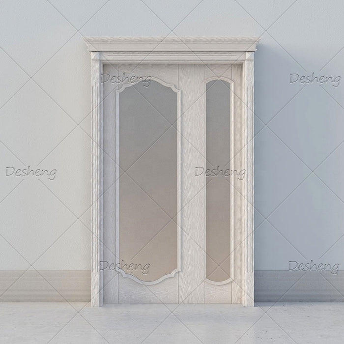 Exterior White Solid American Exterior Door Wooden Double Solid Glazing tempered Bathroom Glass Wood Doors