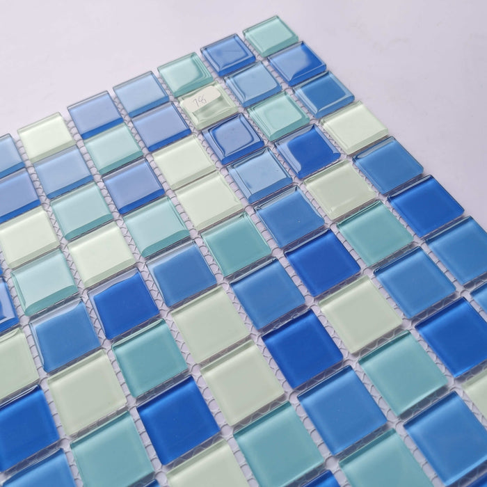 12 inch x 12 inch x 4 mm Glass Mosaic Wall India Blue Crystal Swimming Pool Tile