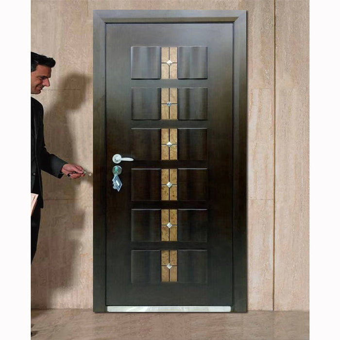 2021 Hot Sale Price Luxury Black Solid Wood Exterior Front Steel Security Armored Doors Italian Style