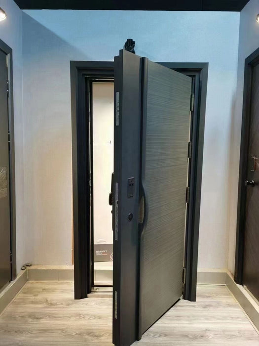 French Exterior Modern Tempered Iron Security Retractable Door Exterior Double Entrance Steel Doors