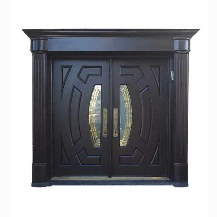 American Wooden Entrance Style Models Mahogany Double Solid Wood Main Entrance Exterior Entry Front Doors