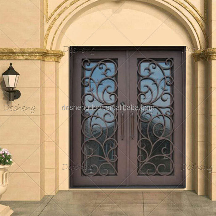 European Style House Front Door Double Swing Security Entrance Wrought Iron Doors(old)