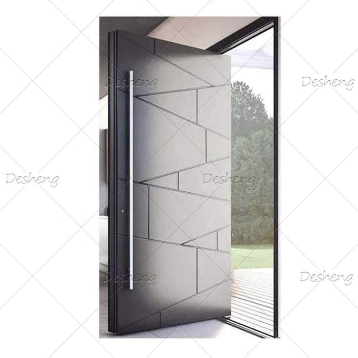 American Designer Favorite Crossing A Decorative Lines Kerf Cut Design Entry Front Security Pivot Door