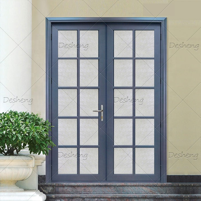 Modern Metal Aluminum Interior Glass Exterior Door Steel Tempered Glass French Doors