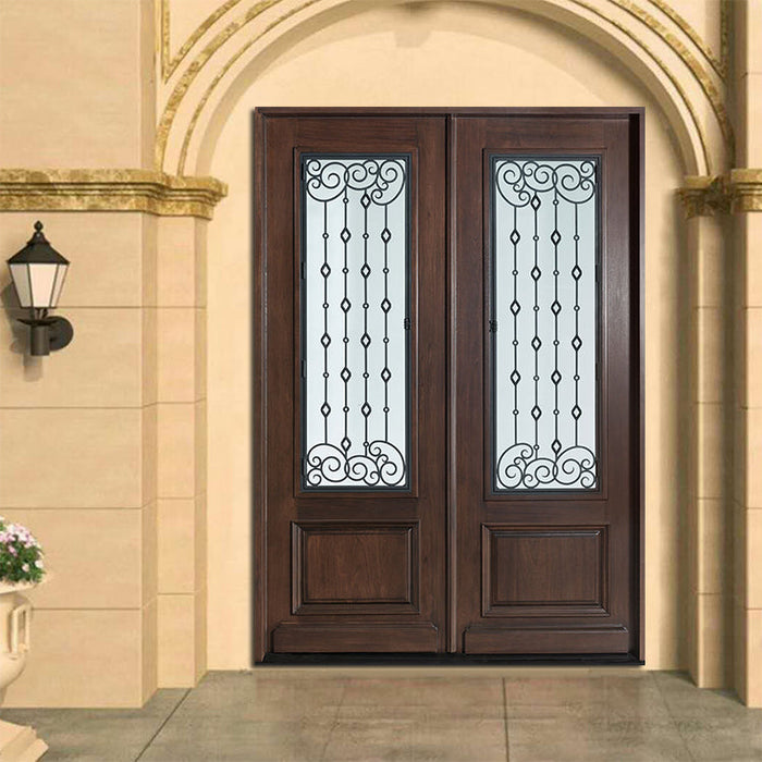 Hot Sale Country Design Luxury Exterior Hardwood Double Leaf Entry Doors Design Doors For Houses