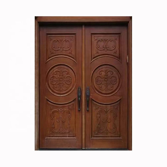 Decorative Teak Panels Main Door Designs Double Arch Mahogany Glazed Red Wooden French Doors