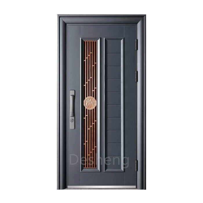 2022 Hot Sale Main Gate Wrought Iron Exterior Entry Door Steel Wood Security House Front Door