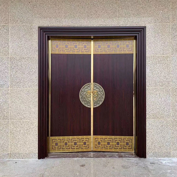 Hot Sale Country Design Luxury Exterior Hardwood Double Leaf Entry Doors Design Doors For Houses