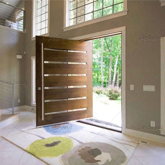 Delicate Appearance Canada Villa Plan Walnut Stain Clear Varnish Pre Hung Solid Wood Entrance Pivot Door