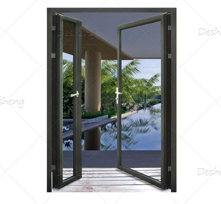 European Standard Double Panels Swing Style Hot Sale Aluminum Sectional Design Glass Doors