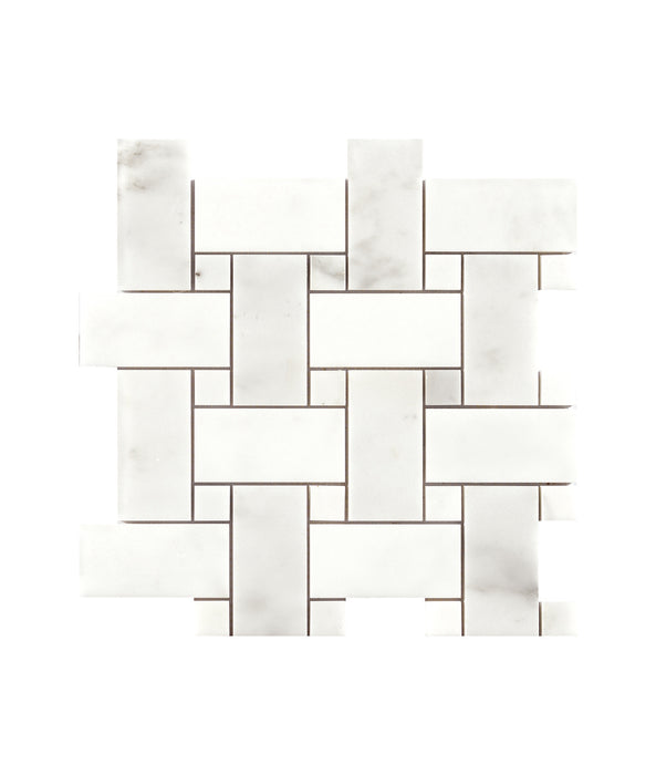 Hand Made Customized Basket Weave JiGuangWhite Marble Stone Mosaic Tiles