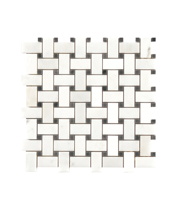 Modern Home Design Style Basket Weave JiGuangWhite Stone Marble Back Splash Mosaic Tiles