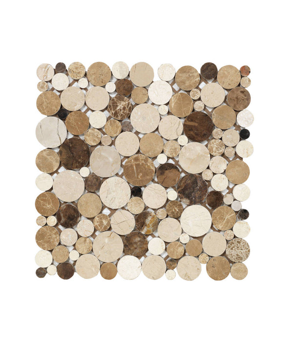 Top Selling Mixed Colour Penny Round Marble Stone Mosaic Tiles