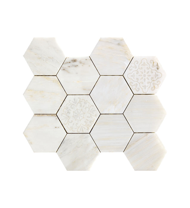 Artistic Design Grey Hexagon Marble Stone Mosaic Tiles