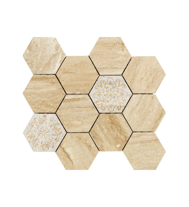 Most Popular Gold Hexagon Marble Stone Mosaic Tiles