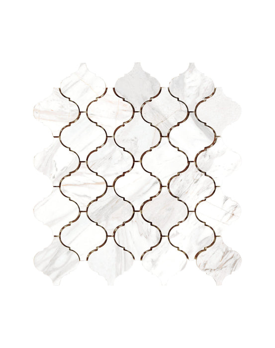 Premium Quality White Lantern Arabesque Marble Stone Mosaic Tile